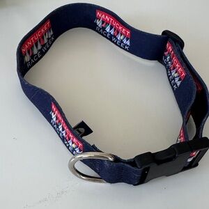 Nantucket Race Week Navy Adjustable Dog Collar Lrge